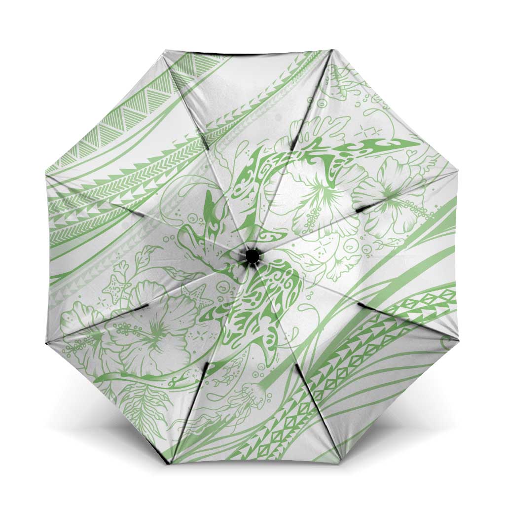 Sharks Couple Dreamy Polynesians Floral Sea Umbrella Emerald - Polynesian Pride