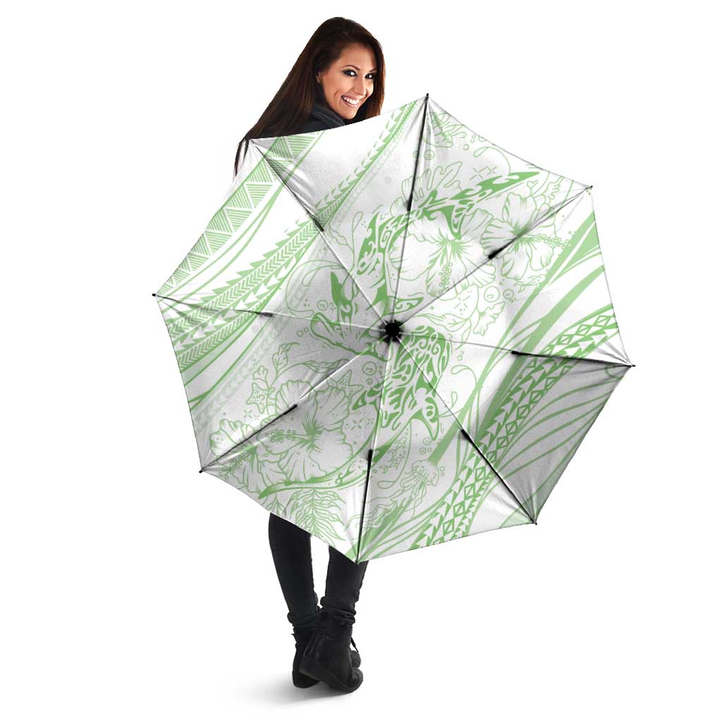 Sharks Couple Dreamy Polynesians Floral Sea Umbrella Emerald - Polynesian Pride