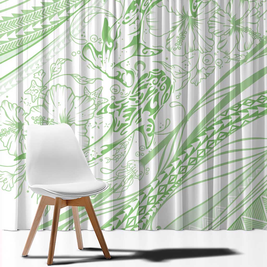 Sharks Couple Dreamy Polynesians Floral Sea Window Curtain Emerald LT7 - Polynesian Pride
