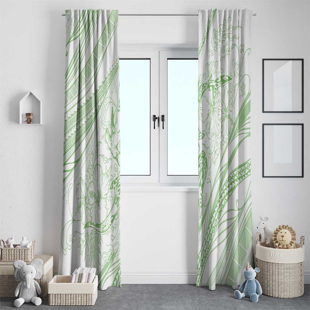 Sharks Couple Dreamy Polynesians Floral Sea Window Curtain Emerald LT7 - Polynesian Pride