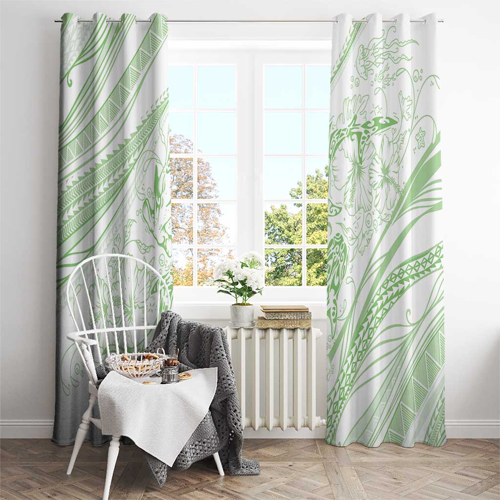 Sharks Couple Dreamy Polynesians Floral Sea Window Curtain Emerald LT7 - Polynesian Pride