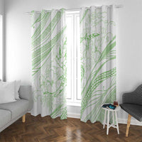 Sharks Couple Dreamy Polynesians Floral Sea Window Curtain Emerald LT7 With Grommets Emerald - Polynesian Pride