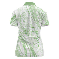 Sharks Couple Dreamy Polynesians Floral Sea Women Polo Shirt Emerald - Polynesian Pride