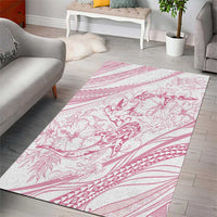 Sharks Couple Dreamy Polynesians Floral Sea Area Rug Pink - Polynesian Pride