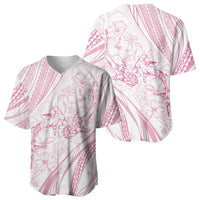 Sharks Couple Dreamy Polynesians Floral Sea Baseball Jersey Pink - Polynesian Pride