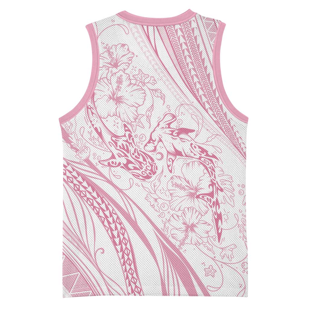 Sharks Couple Dreamy Polynesians Floral Sea Basketball Jersey Pink LT7 - Polynesian Pride