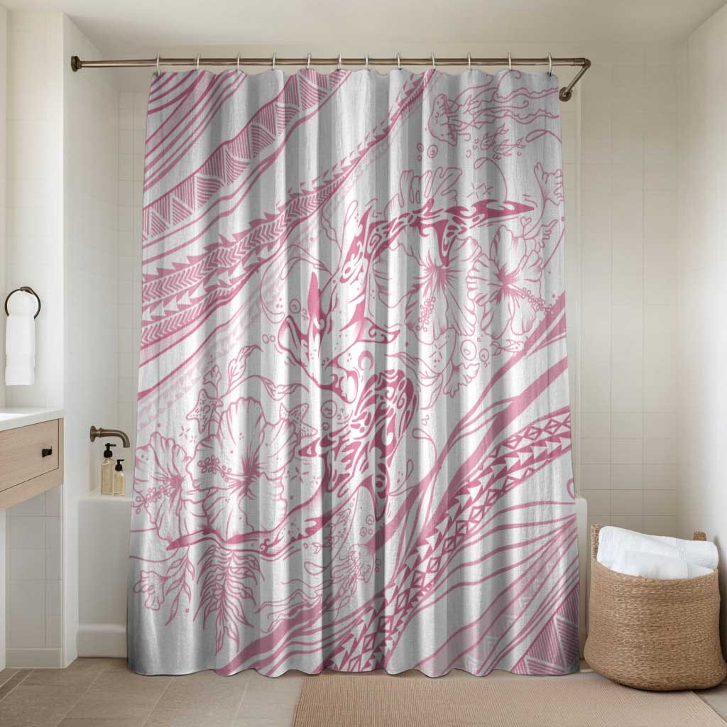 Sharks Couple Dreamy Polynesians Floral Sea Bathroom Set Pink - Polynesian Pride