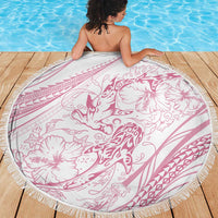 Sharks Couple Dreamy Polynesians Floral Sea Beach Blanket Pink LT7 - Polynesian Pride
