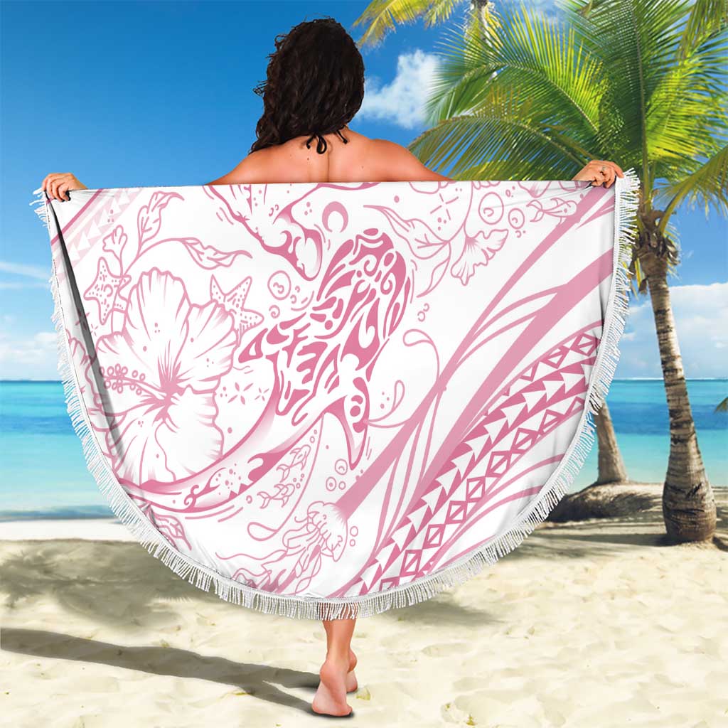 Sharks Couple Dreamy Polynesians Floral Sea Beach Blanket Pink LT7 - Polynesian Pride