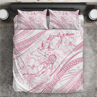 Sharks Couple Dreamy Polynesians Floral Sea Bedding Set Pink - Polynesian Pride