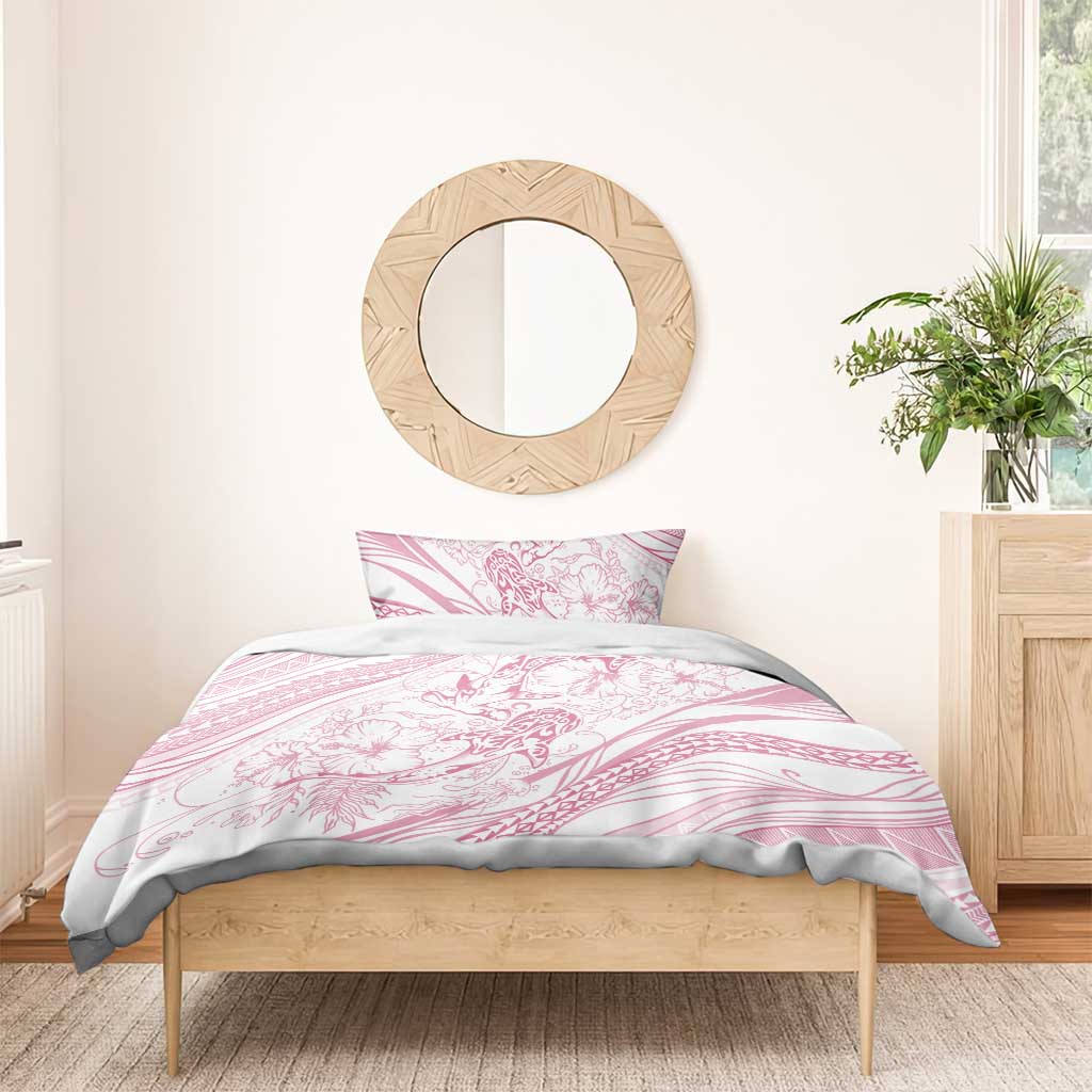 Sharks Couple Dreamy Polynesians Floral Sea Bedding Set Pink - Polynesian Pride