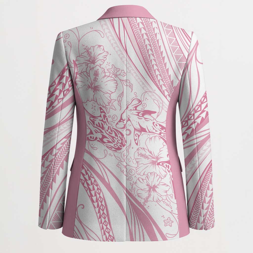 Sharks Couple Dreamy Polynesians Floral Sea Blazer Pink - Polynesian Pride