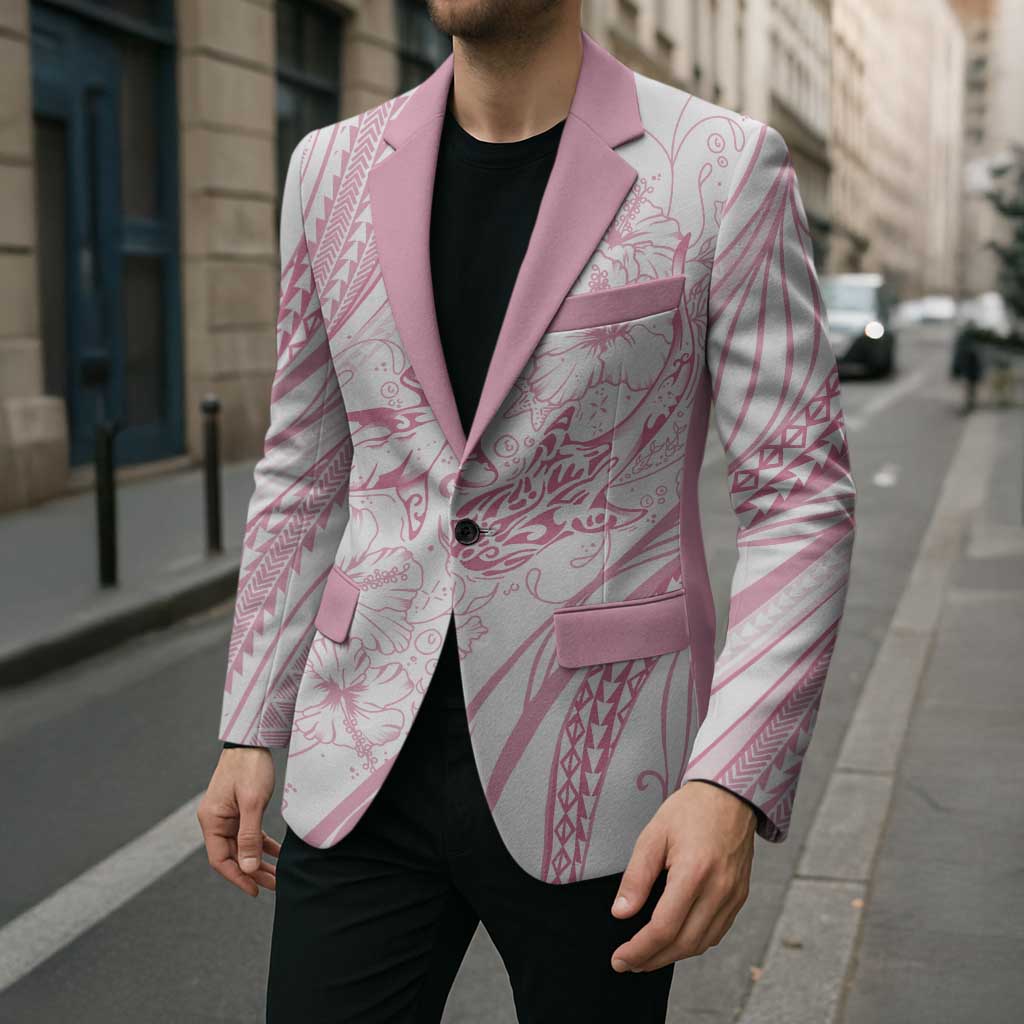Sharks Couple Dreamy Polynesians Floral Sea Blazer Pink - Polynesian Pride