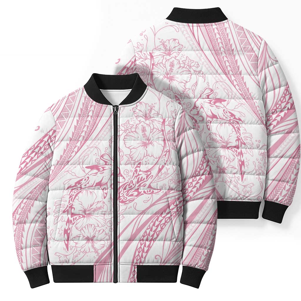 Sharks Couple Dreamy Polynesians Floral Sea Bomber Puffer Jacket Pink - Polynesian Pride