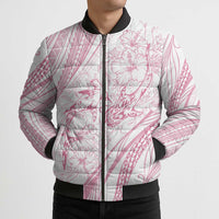 Sharks Couple Dreamy Polynesians Floral Sea Bomber Puffer Jacket Pink - Polynesian Pride