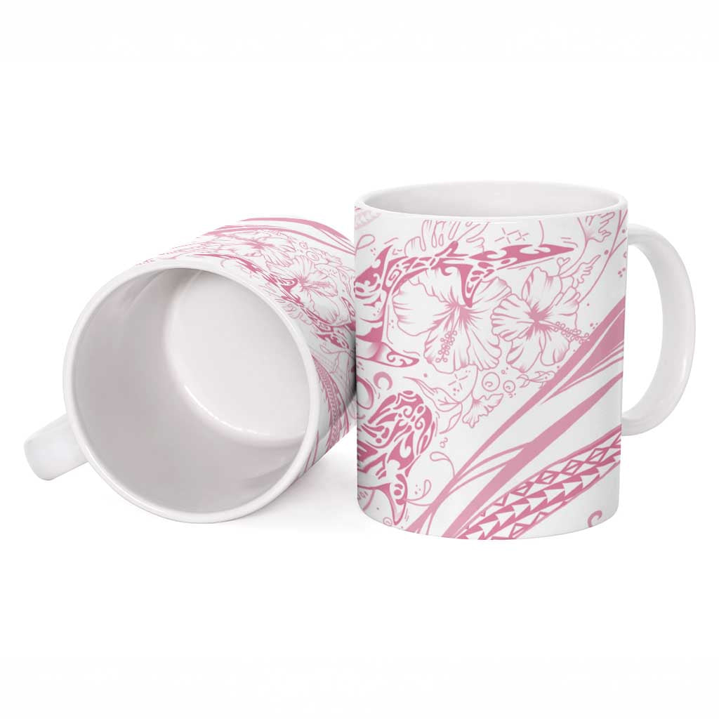 Sharks Couple Dreamy Polynesians Floral Sea Ceramic Mug Pink - Polynesian Pride