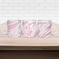 Sharks Couple Dreamy Polynesians Floral Sea Ceramic Mug Pink - Polynesian Pride