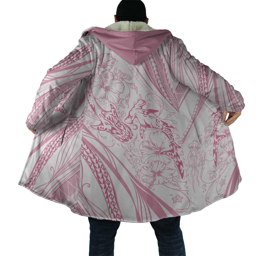 Sharks Couple Dreamy Polynesians Floral Sea Cloak Pink - Polynesian Pride