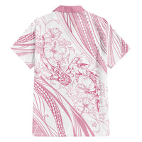 Sharks Couple Dreamy Polynesians Floral Sea Family Matching Off The Shoulder Long Sleeve Dress and Hawaiian Shirt Pink - Polynesian Pride