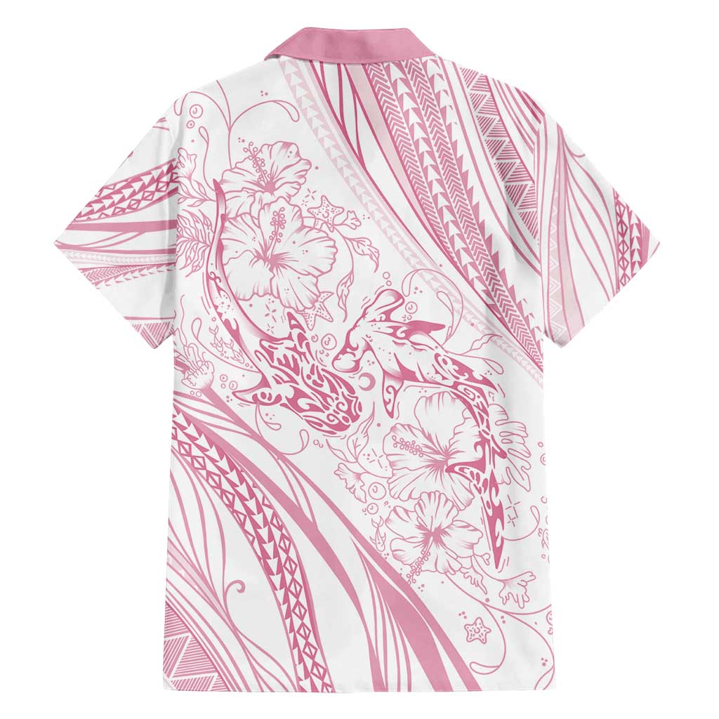 Sharks Couple Dreamy Polynesians Floral Sea Family Matching Summer Maxi Dress and Hawaiian Shirt Pink - Polynesian Pride