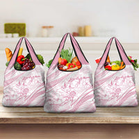 Sharks Couple Dreamy Polynesians Floral Sea Grocery Bag Pink - Polynesian Pride