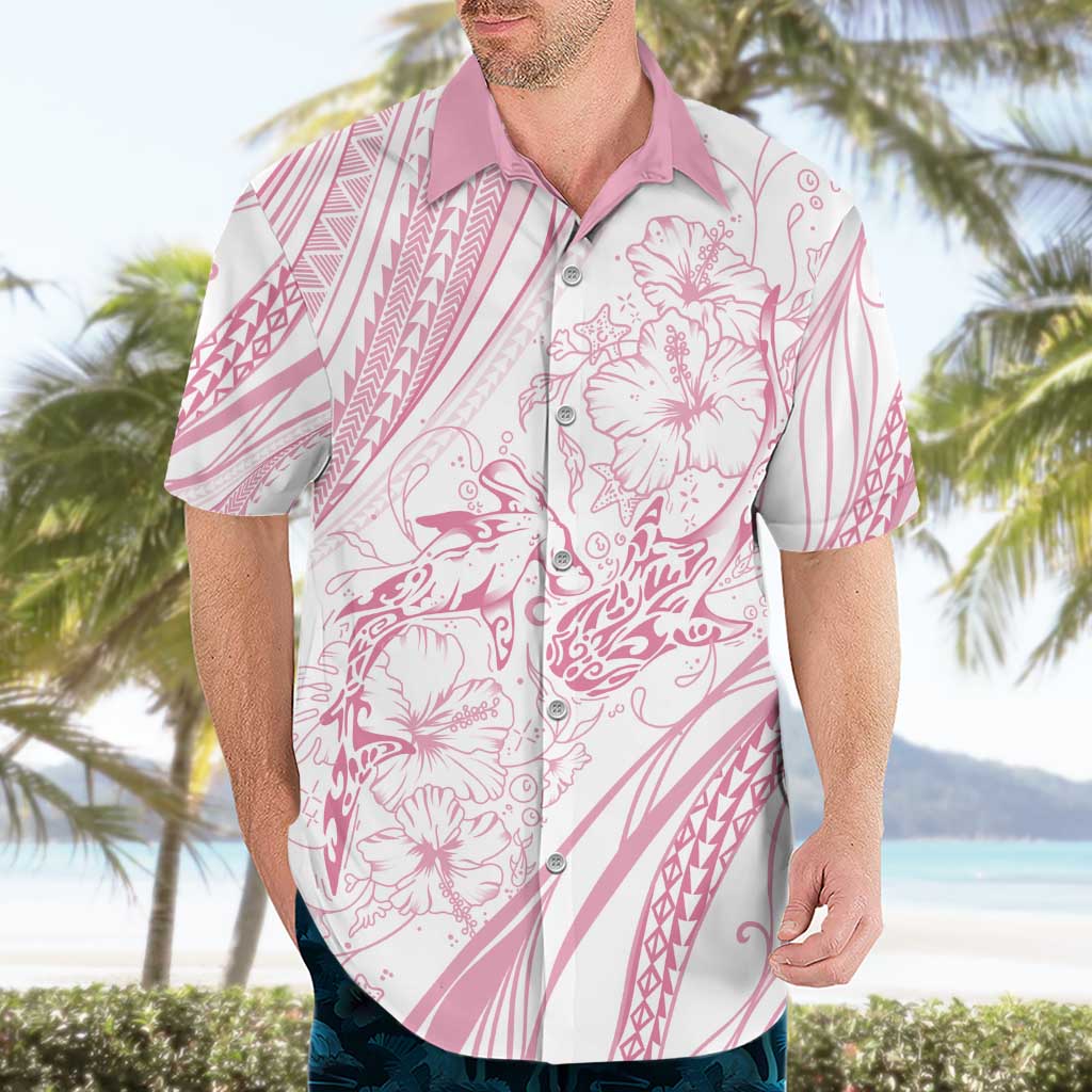 Sharks Couple Dreamy Polynesians Floral Sea Hawaiian Shirt Pink - Polynesian Pride
