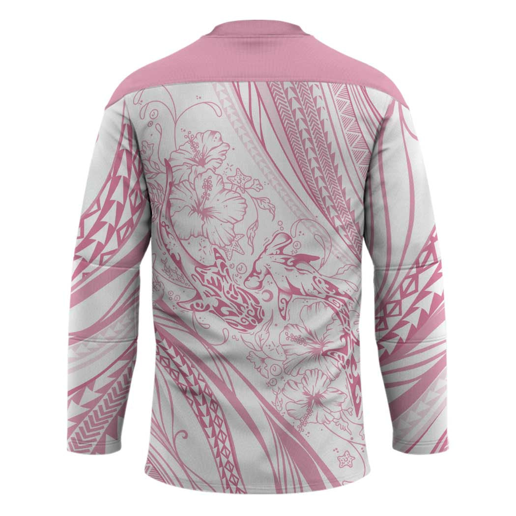 Sharks Couple Dreamy Polynesians Floral Sea Hockey Jersey Pink LT7 - Polynesian Pride