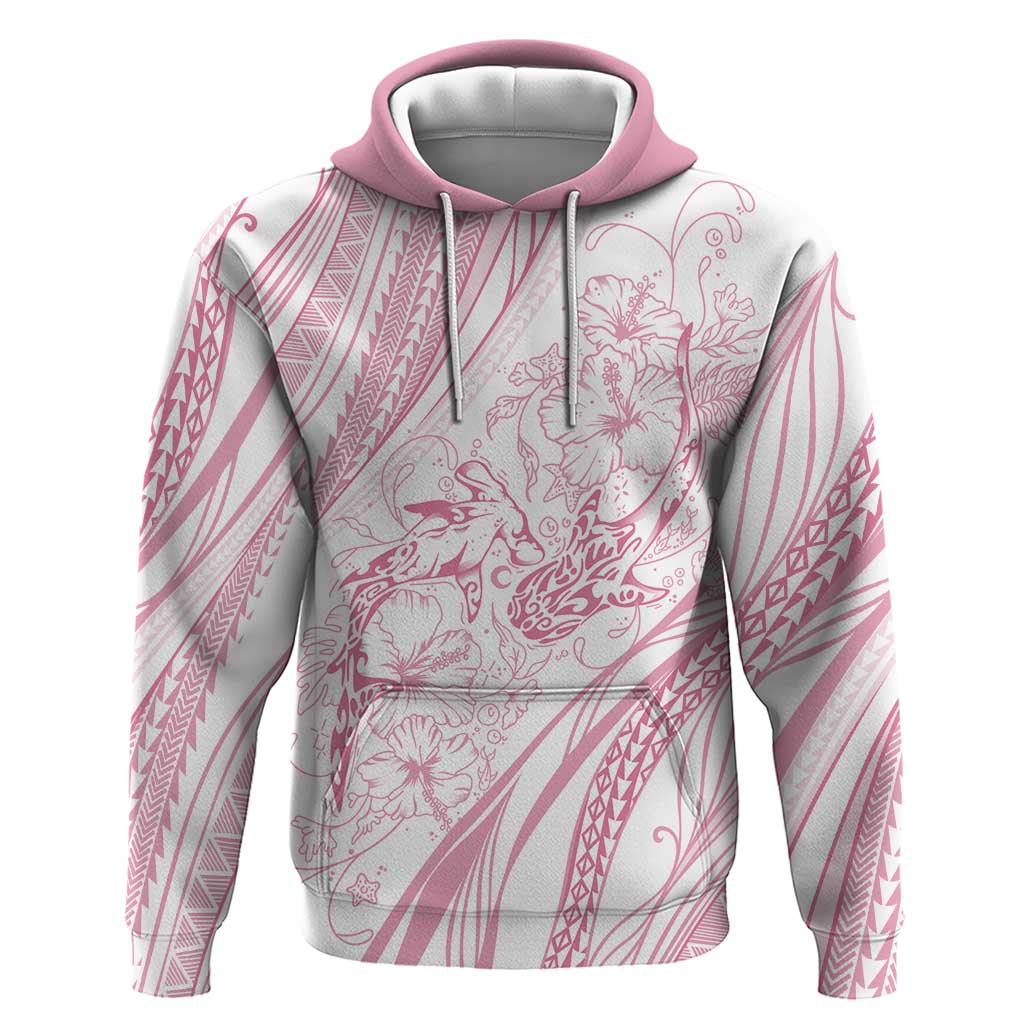 Sharks Couple Dreamy Polynesians Floral Sea Hoodie Pink - Polynesian Pride