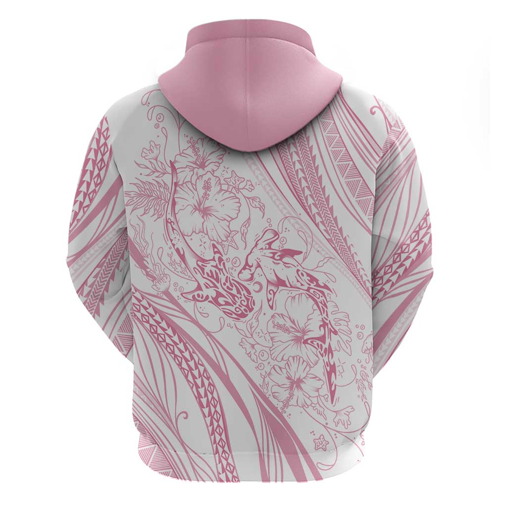 Sharks Couple Dreamy Polynesians Floral Sea Hoodie Pink - Polynesian Pride