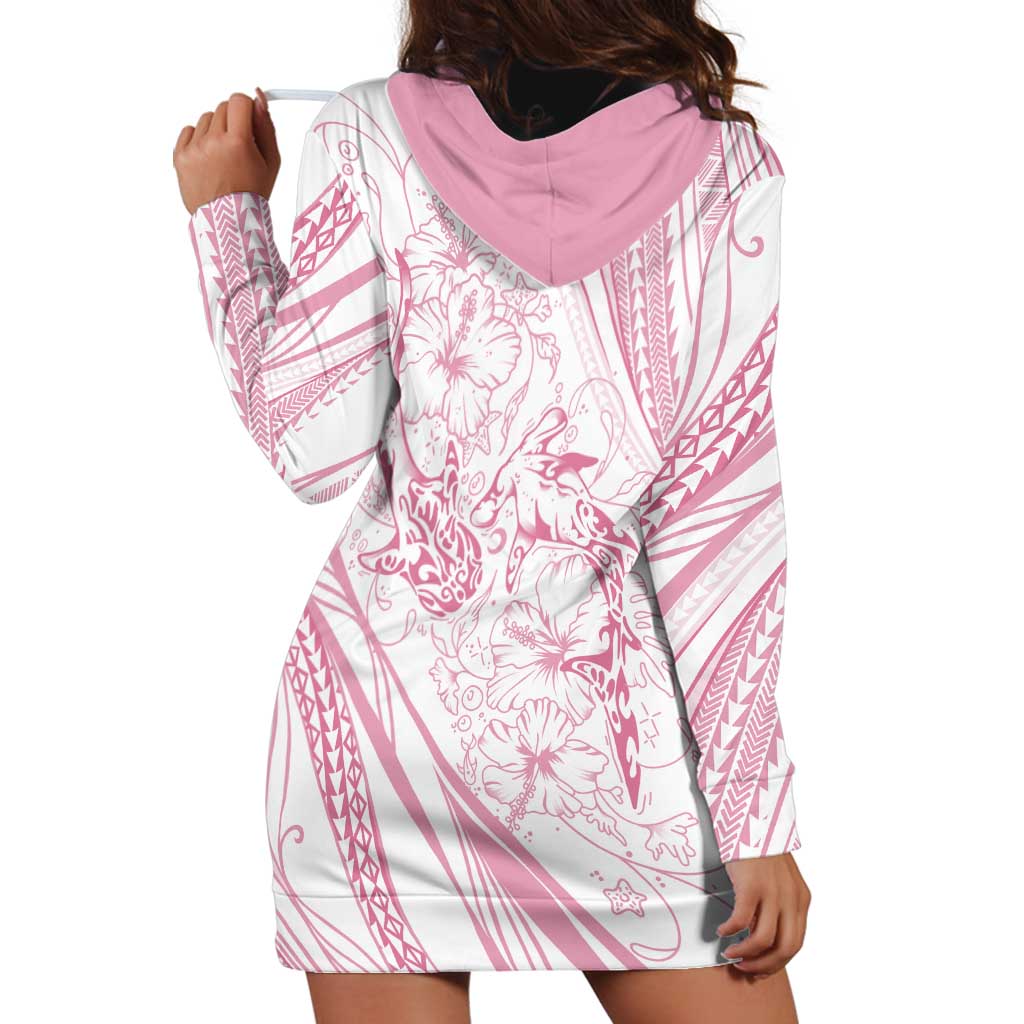 Sharks Couple Dreamy Polynesians Floral Sea Hoodie Dress Pink - Polynesian Pride