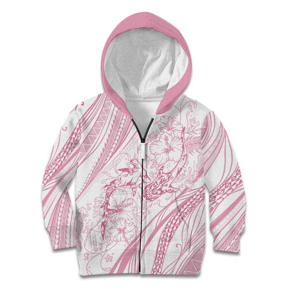 Sharks Couple Dreamy Polynesians Floral Sea Kid Hoodie Pink - Polynesian Pride