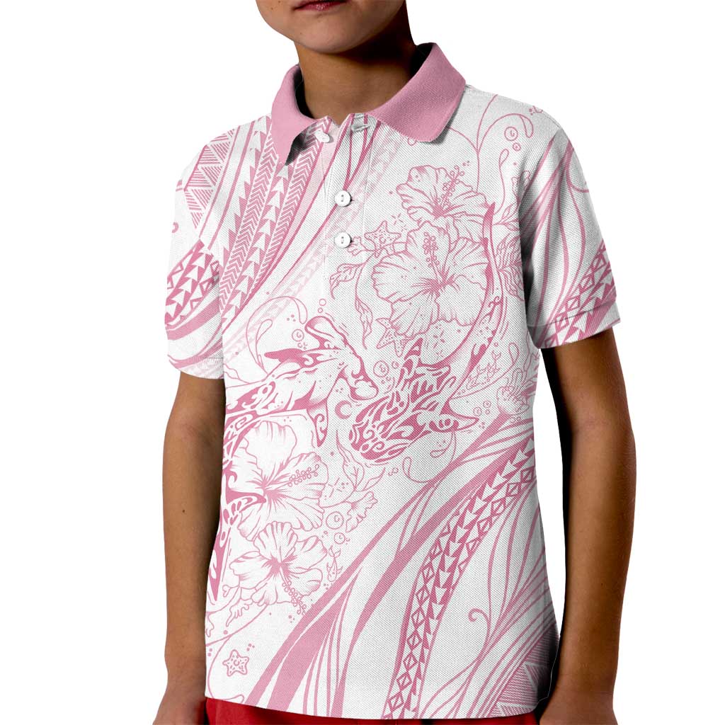 Sharks Couple Dreamy Polynesians Floral Sea Kid Polo Shirt Pink - Polynesian Pride