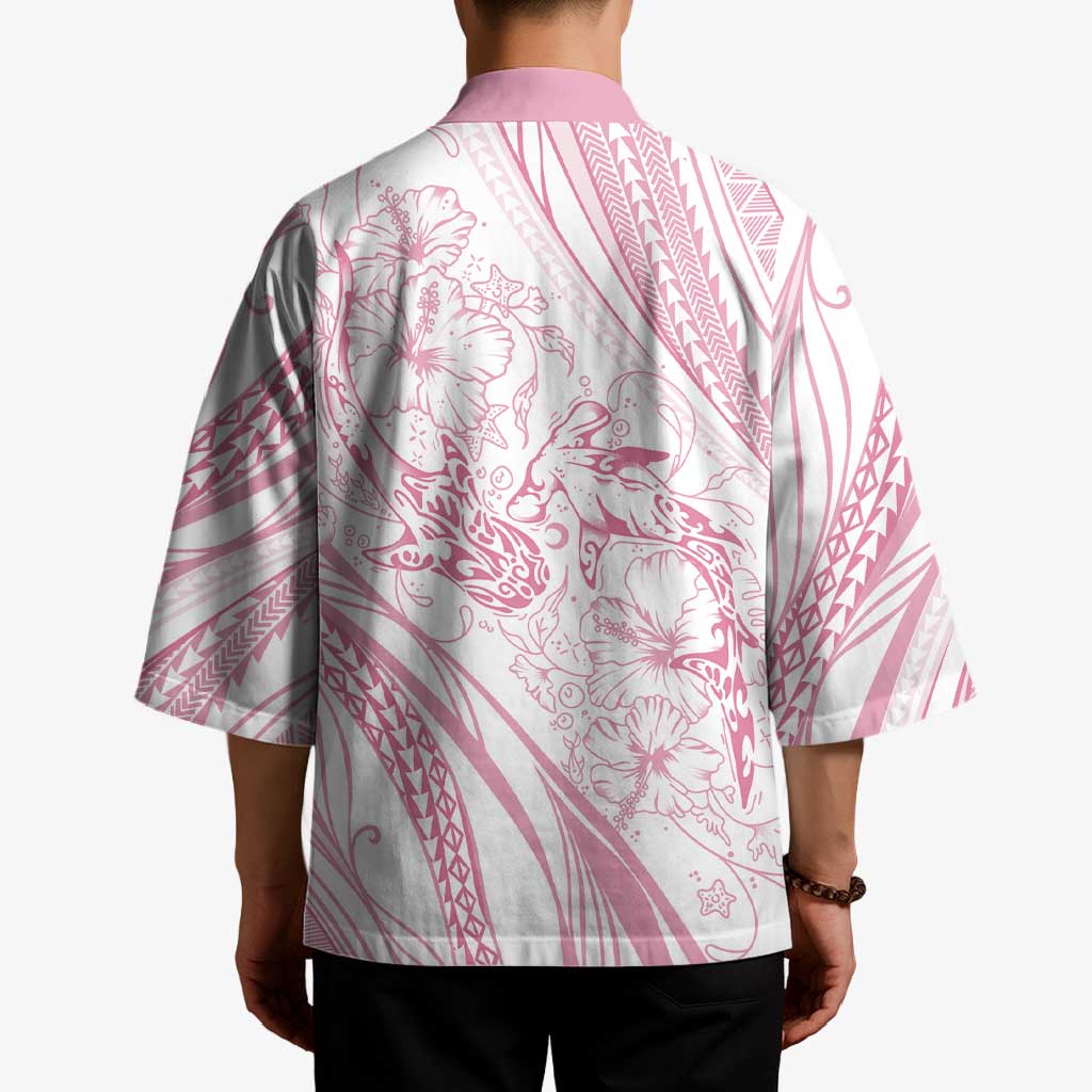 Sharks Couple Dreamy Polynesians Floral Sea Kimono Pink - Polynesian Pride