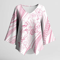Sharks Couple Dreamy Polynesians Floral Sea Kimono Sleeve Blouse Pink - Polynesian Pride