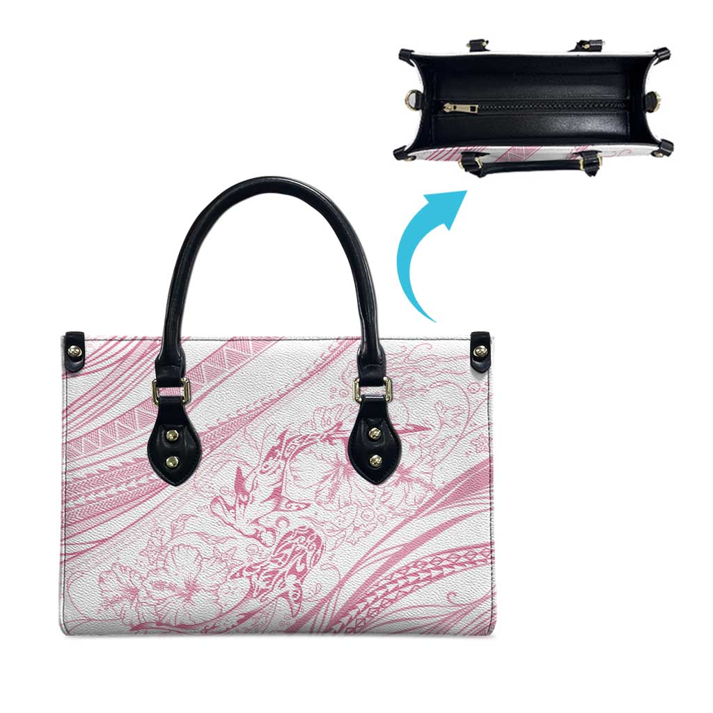 Sharks Couple Dreamy Polynesians Floral Sea Leather Bag Pink - Polynesian Pride