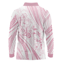 Sharks Couple Dreamy Polynesians Floral Sea Long Sleeve Polo Shirt Pink - Polynesian Pride