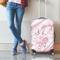 Sharks Couple Dreamy Polynesians Floral Sea Luggage Cover Pink - Polynesian Pride