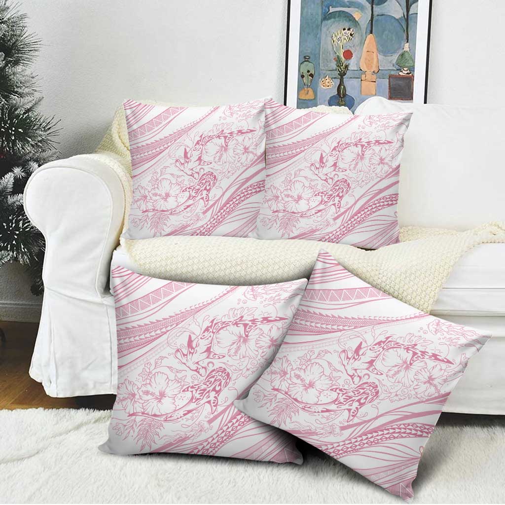 Sharks Couple Dreamy Polynesians Floral Sea Pillow Cover Pink - Polynesian Pride