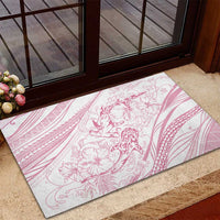 Sharks Couple Dreamy Polynesians Floral Sea Rubber Doormat Pink - Polynesian Pride