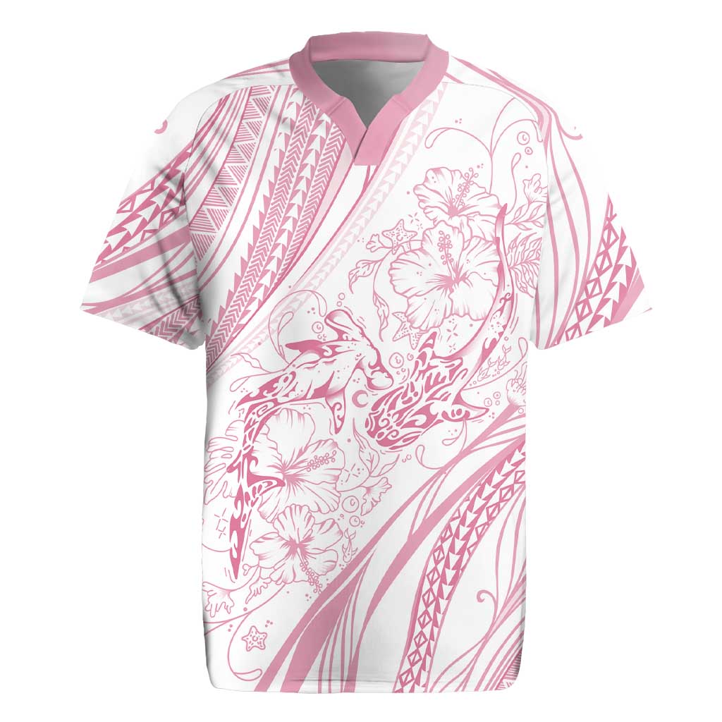Sharks Couple Dreamy Polynesians Floral Sea Rugby Jersey Pink - Polynesian Pride