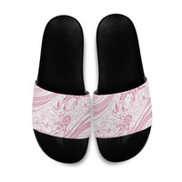 Sharks Couple Dreamy Polynesians Floral Sea Slide Sandals Pink - Polynesian Pride