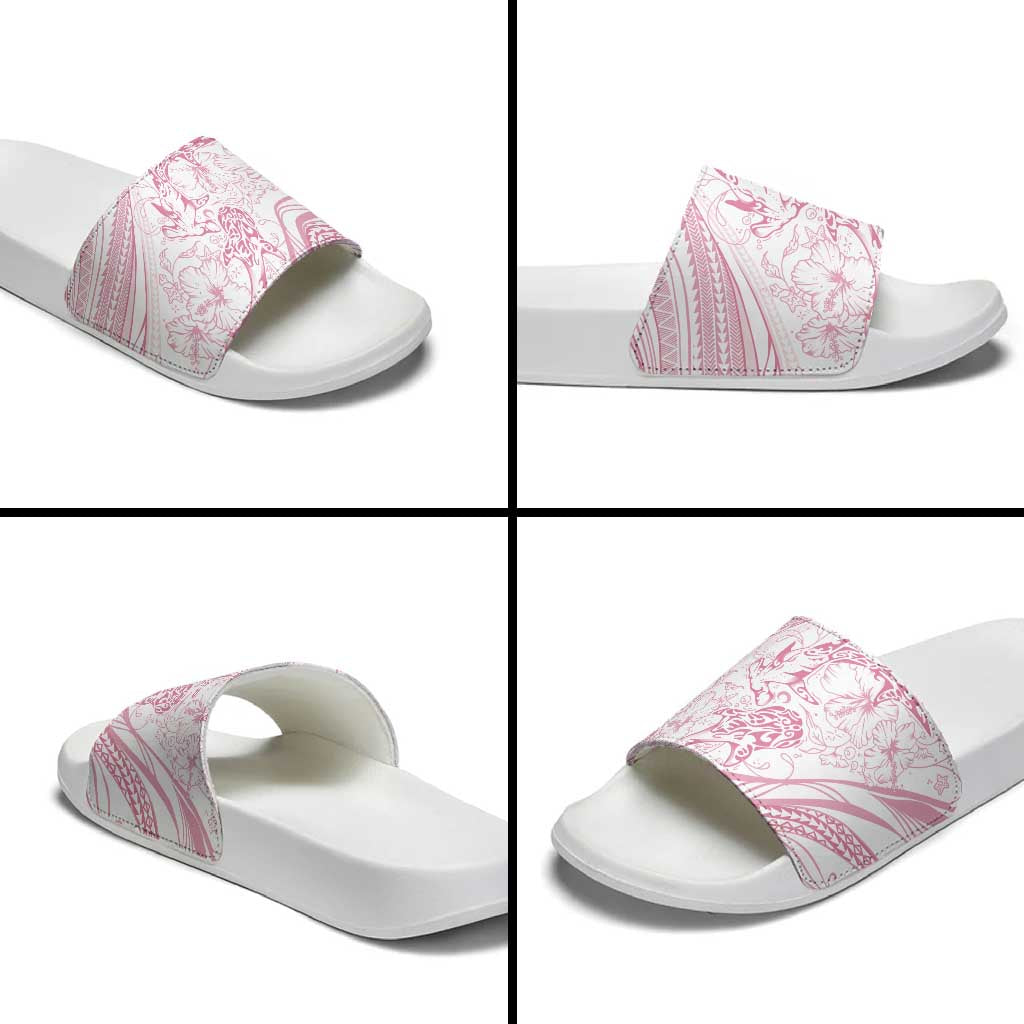 Sharks Couple Dreamy Polynesians Floral Sea Slide Sandals Pink - Polynesian Pride