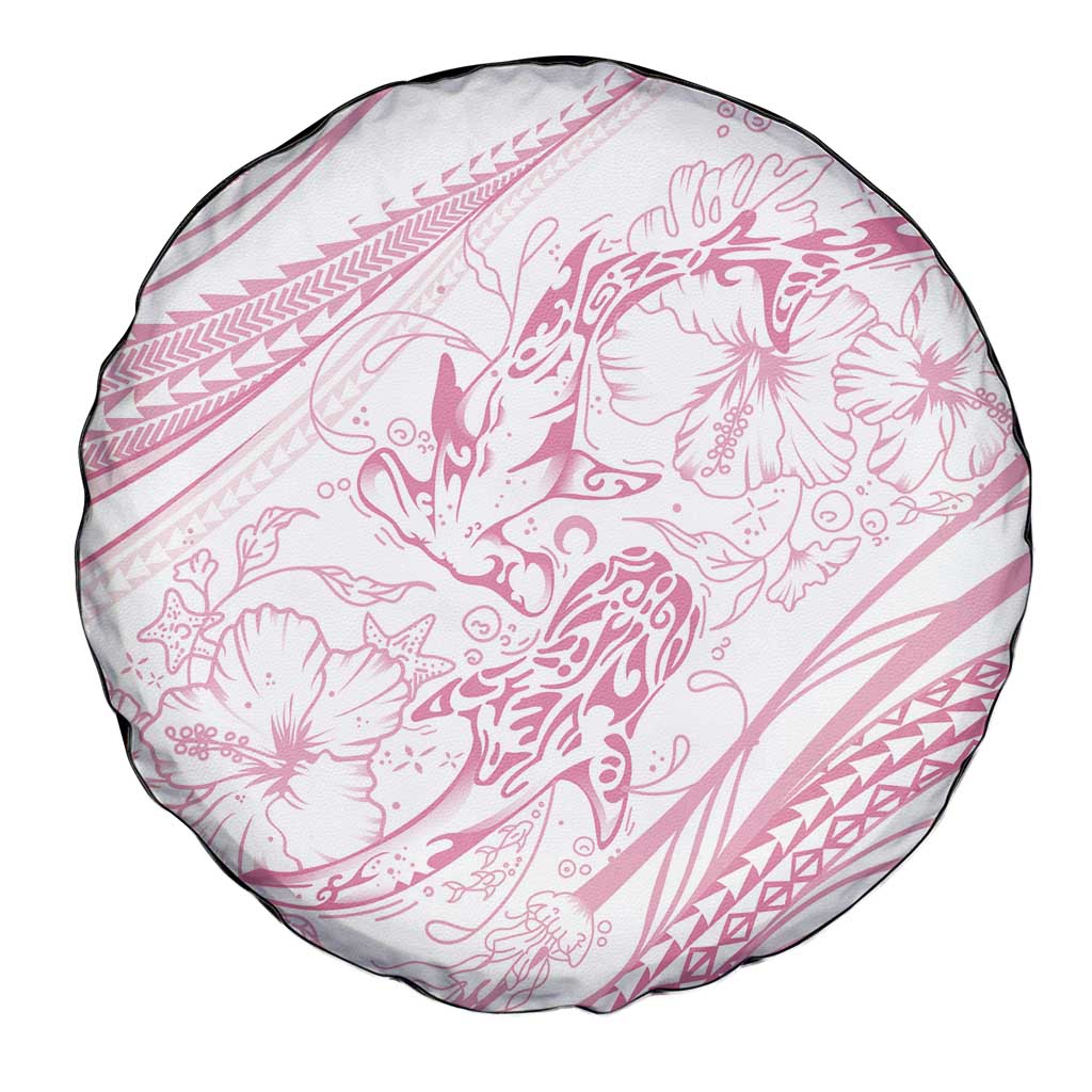 Sharks Couple Dreamy Polynesians Floral Sea Spare Tire Cover Pink - Polynesian Pride