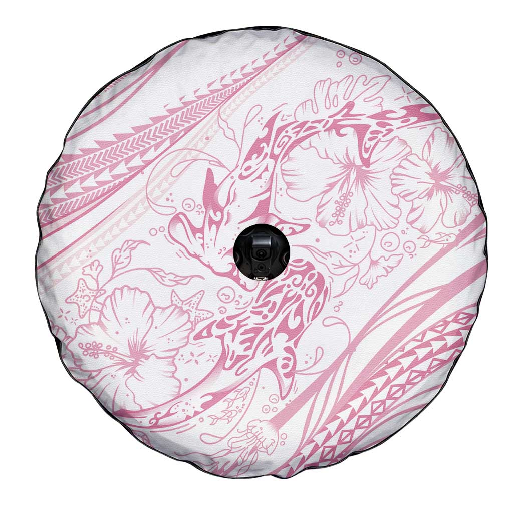 Sharks Couple Dreamy Polynesians Floral Sea Spare Tire Cover Pink - Polynesian Pride