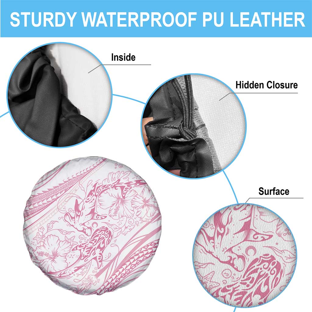 Sharks Couple Dreamy Polynesians Floral Sea Spare Tire Cover Pink - Polynesian Pride