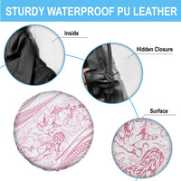 Sharks Couple Dreamy Polynesians Floral Sea Spare Tire Cover Pink - Polynesian Pride