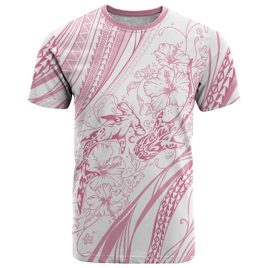 Sharks Couple Dreamy Polynesians Floral Sea T Shirt Pink - Polynesian Pride