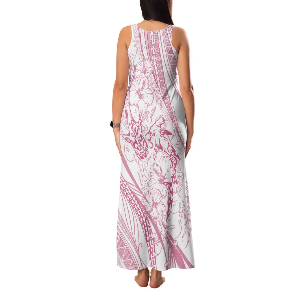 Sharks Couple Dreamy Polynesians Floral Sea Tank Maxi Dress Pink - Polynesian Pride