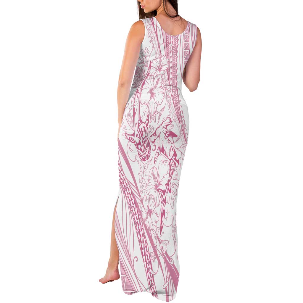 Sharks Couple Dreamy Polynesians Floral Sea Tank Maxi Dress Pink - Polynesian Pride