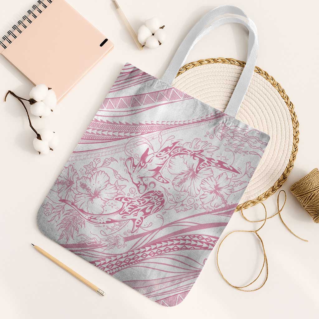 Sharks Couple Dreamy Polynesians Floral Sea Tote Bag Pink LT7 White Strap One Size Pink - Polynesian Pride